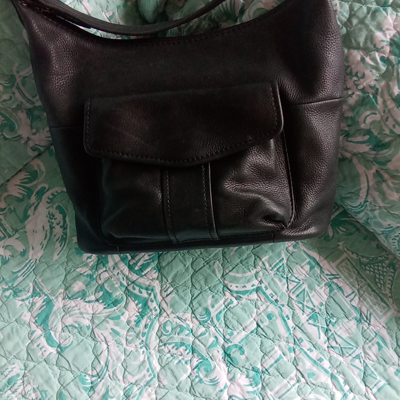Vintage Fossil Black Leather Shoulder Bag - Picture 3 of 6